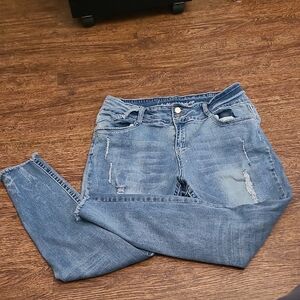 STATE‎ OF INDEPENDNCE Women's Trendy Blue Distressed Skinny Jeans Size 16 Casual